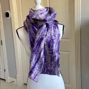 Purple and White Silk Scarf